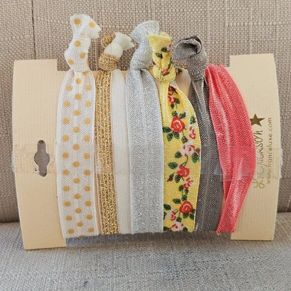 france luxe Accessories - France Luxe Hair Ties Multi Color Set of 6 Hair Bands L. Erickson Pony Tail Tie